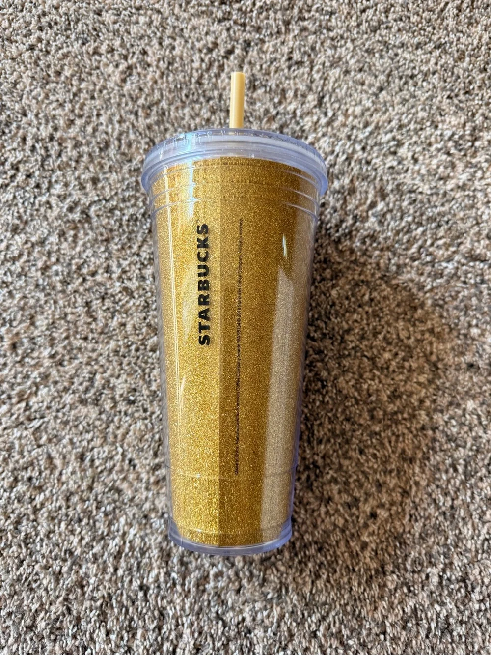 Starbucks Gold Glitter Reusable Tumbler with Straw